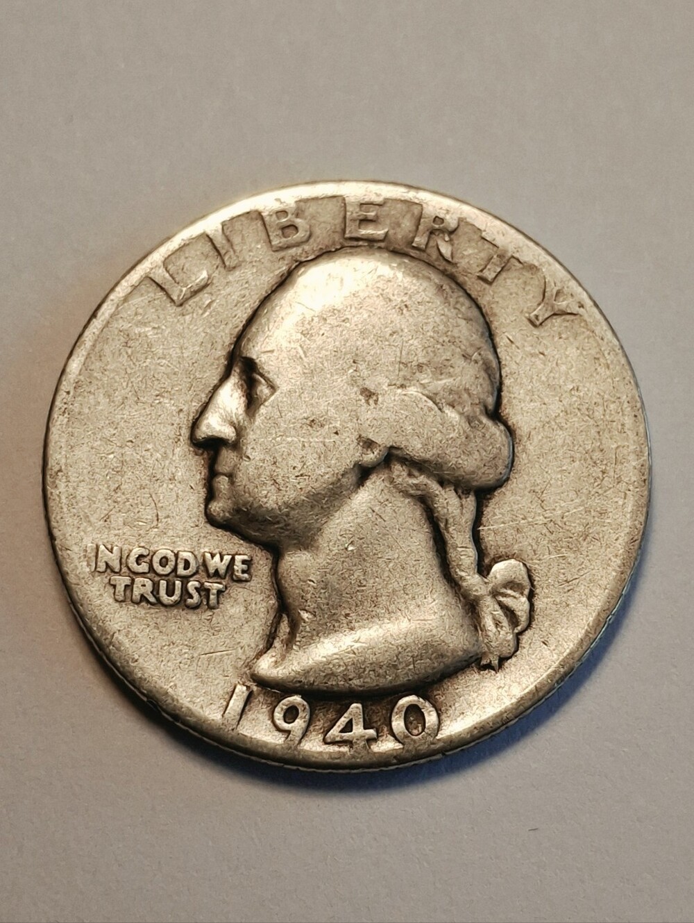 1940 Philadelphia Minted Washington Quarter 90% Silver